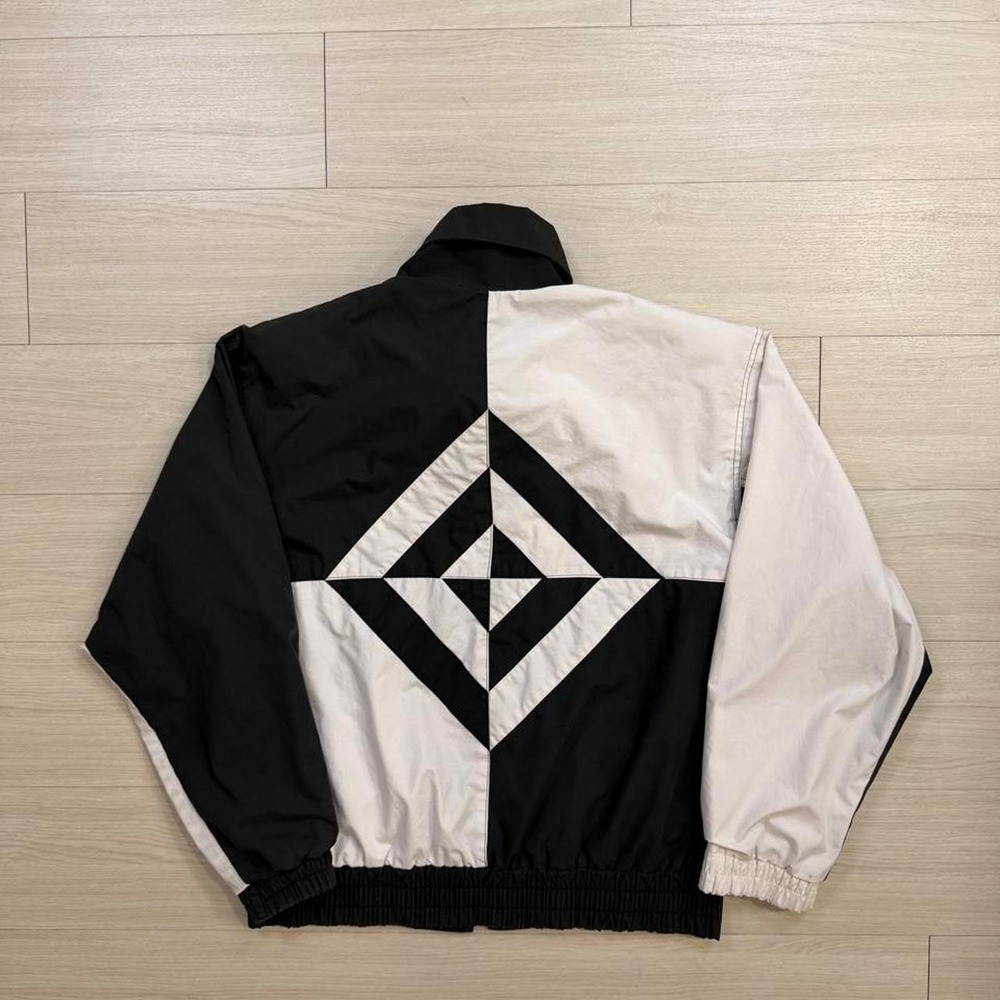 Vintage London Fog Diamond Black And White Full Zip Windbreaker Jacket Medium